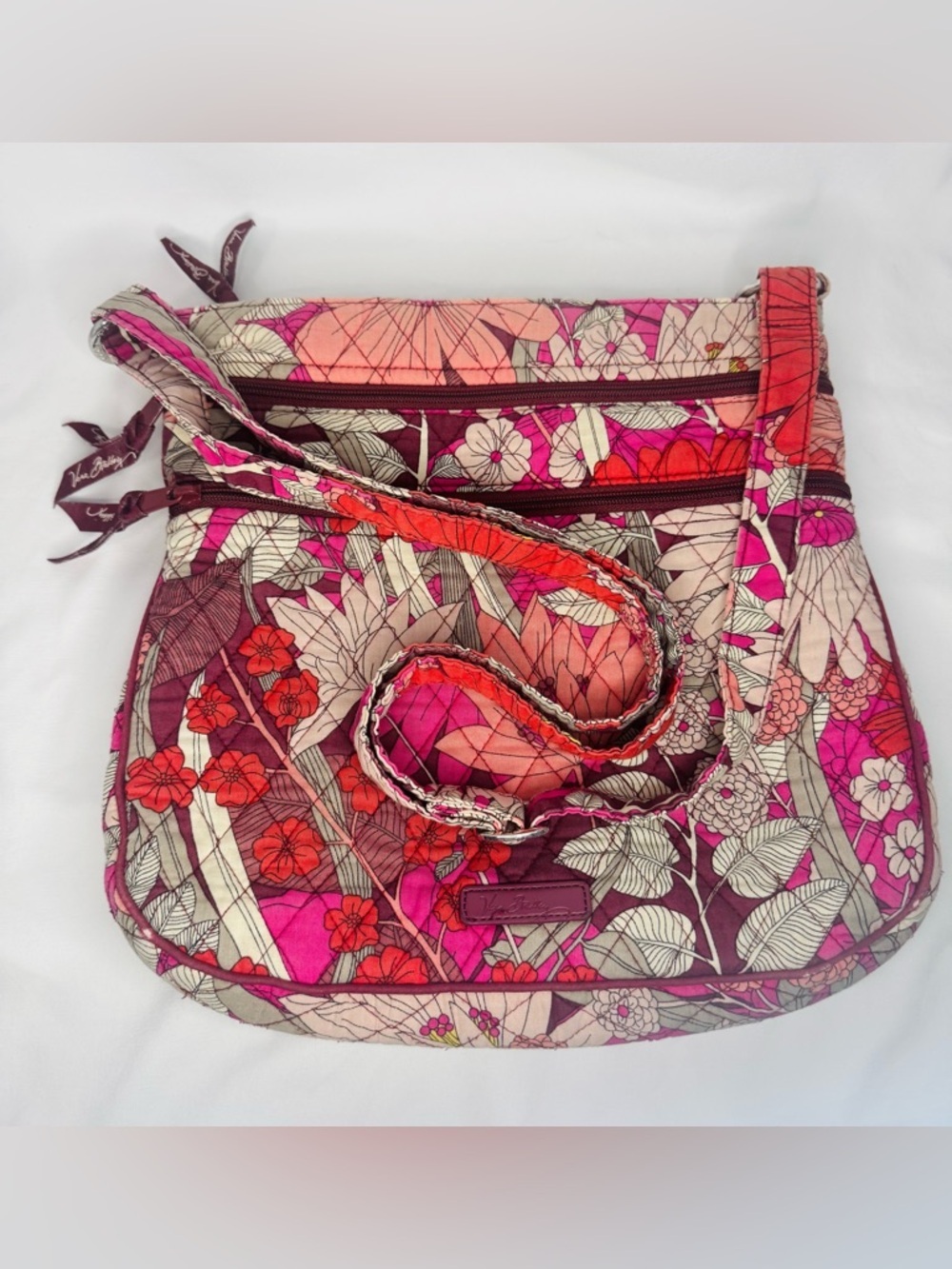 Vera Bradley Triple Zip Hipster Crossbody Bohemian Blooms Retired Floral - Picture 10 of 12